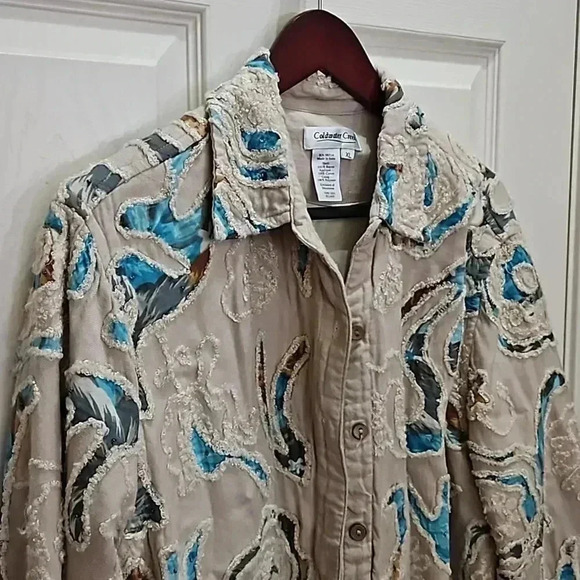 Coldwater Creek Gray Green Embroidered Jacket Sz XL - Picture 5 of 7
